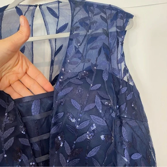 Jovani JVN Womens Dress 22 Formal Blue Sequin Sparkly Tutu tulle Mini Gown - Picture 9 of 14